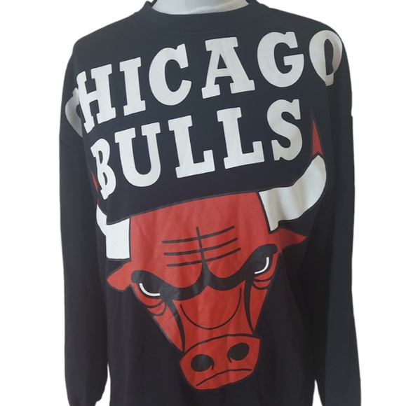 Chicago Bulls Black Sweater Dress Oversized UK Size 2XS Big Graphic Print - Picture 3 of 8